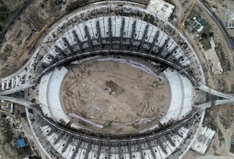 援建柬埔寨體育場 索網張拉圓滿完成