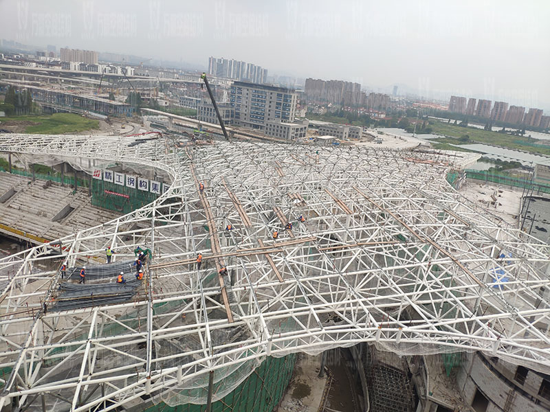 杭州亞運會棒（壘）球體育文化中心膜結構項目鋼結構安裝中