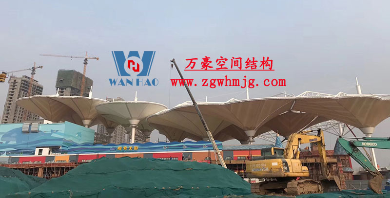 山東聊城萬達小鎮七彩祥云索膜結構項目